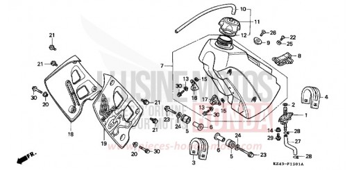 FUEL TANK (CR125RM/RN) CR125RN de 1992